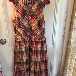 JCrew madras midi dress